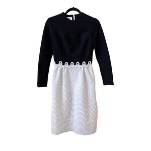 Vintage Miss Donna Black & White 1960’s Mod Dress Faux Pearl Detailing